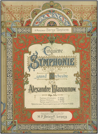 Glazounow, Alexander. (1865-1936) Symphony No. 5, OP. 55