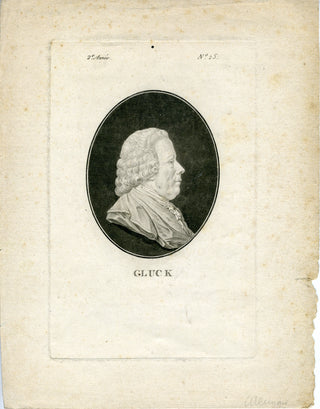 Gluck, Cristoph Willibald. (1714–1787) Engraved Bust Portrait in Profile