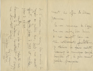 Godard, Benjamin. (1849–1895) [Comettant, Oscar. (1819-1898)]. Autograph Letter Signed