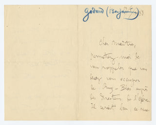 Godard, Benjamin. (1849–1895) Autograph Letter