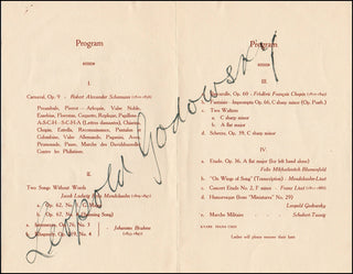 Godowsky, Leopold. (1870–1938) Signed 1918 Recital Program