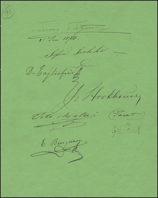 [Opera] Tietjens, Albani, Mattei, Bevignani, Scalchi, Stockhausen, Tagliafico etc. Incredible Page of Golden Age Autographs