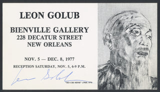 Golub, Leon. (1922–2004) Signed Gallery Card