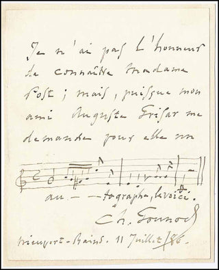 Gounod, Charles-François. (1818–1893) Autograph Musical Quotation for Autograph Collector