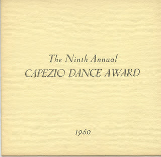 Graham, Martha. (1894–1991) Signed Program from the 1960 Capezio Dance Award