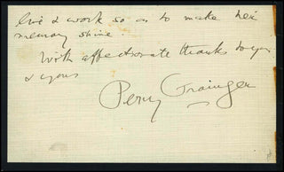 Grainger, Percy. (1882–1961) Autograph Letter