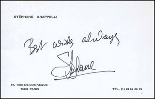 [Jazz &amp; Song] Grappelli, Stephane. (1908-1997) Signed Visiting Card