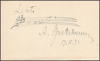 Grechaninov, Alexander. (1864 - 1956) Autograph Musical Quotation, "Lento."