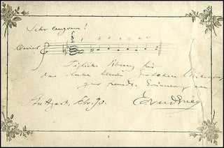 Grieg, Edvard. (1843-1907) Autograph Musical Quotation of an Original Finger Excerise for a young Pianist