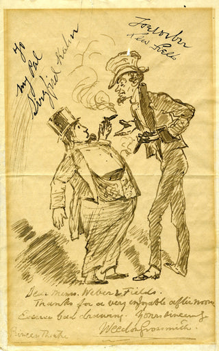 [Vaudeville] Weber and Fields [Weber, Joe. (1867 - 1942) & Fields, Lew. (1867-1941)] Grossmith, Weedon. (1854-1919)  Signed Caricature Drawing