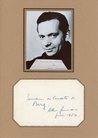 Grumiaux, Arthur. (1921-1986) 1954 Autograph Signature "Souvenir du Concerto de Berg"