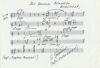 Gubaidulina, Sofia. (b.1931) "In Tempus Praesens" - Autograph Musical Quotation