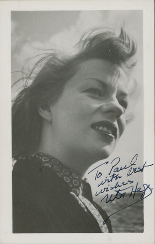 Hagen, Uta. (1919-2004) Signed Postcard Photograph with Autograph Note to verso.