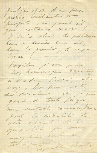 Hahn, Reynaldo. (1874 - 1947) Autograph Letter