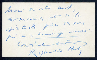 Hahn, Reynaldo. (1874-1947) Autograph Note