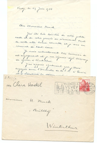 Haskil, Clara. (1895-1960) Autograph Letter Signed