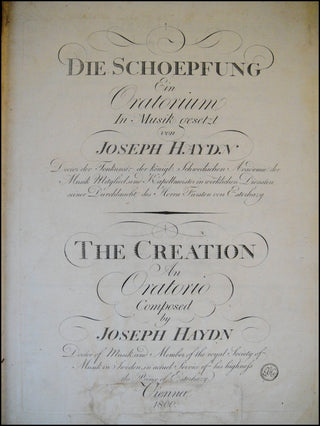 Haydn, Joseph. (1732–1809) Die Schoepfung. Ein Oratorium In Musik gesetzt...The Creation. An Oratorio. [Hob. XXI/2]. [Full Score].