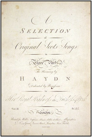 Haydn, Joseph. (1732–1809) A Selection of Original Scots Songs in Three Parts.