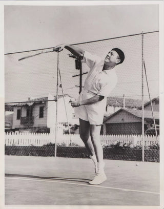 Heifetz, Jascha. (1901–1987) Original Photograph of Heifetz playing Tennis