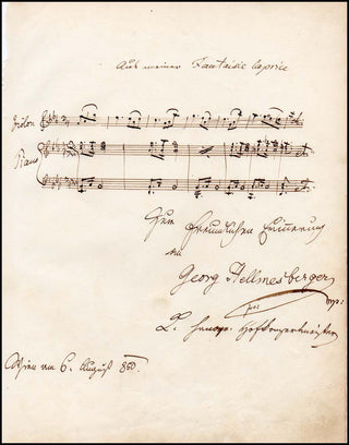 Hellmesberger, Georg. (1800 - 1873) "Fantaisie Caprice" - Autograph Musical Quotation