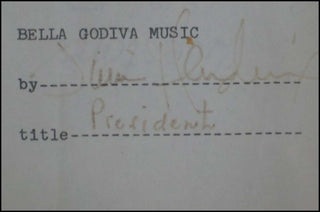 Hendrix, Jimi. (1942 - 1970) Signed "Bella Godiva" ASCAP Agreement