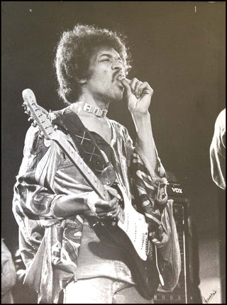 [Jazz &amp; Song] Hendrix, Jimi. (1942 - 1970) van Houten, Laurens.  Large Original Photograph of Hendrix Smoking a Joint