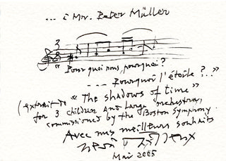 Dutilleux, Henri. (1916-2013) "The shadows of time" - Autograph Musical Quotation