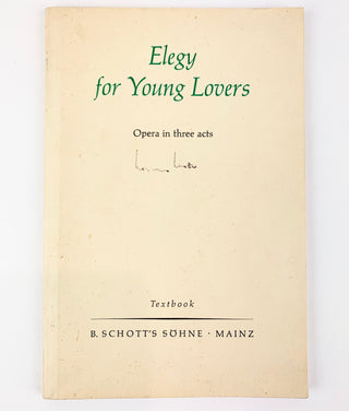 Henze, Hans Werner. (1926-2012) Elegy for Young Lovers - Libretto - SIGNED by Henze