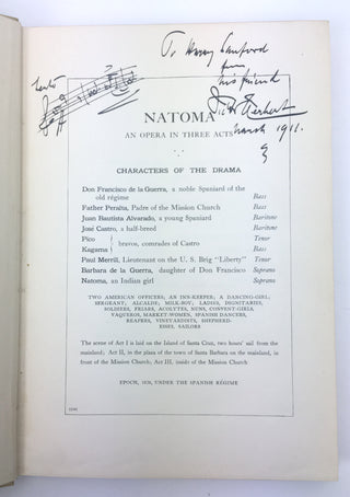 Herbert, Victor. (1859–1924) Natoma - Signed AMQS Presentation Copy to Harold Sanford