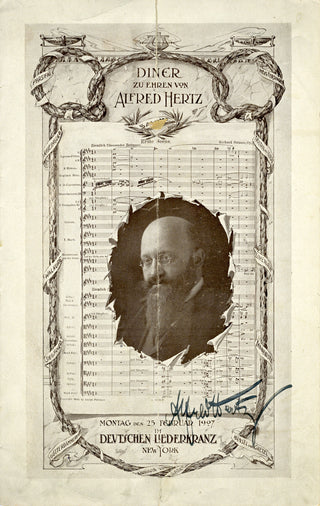 Hertz, Alfred. (1872-1942) Signed 1907 Dinner Menu of the Deutscher Liederkranz