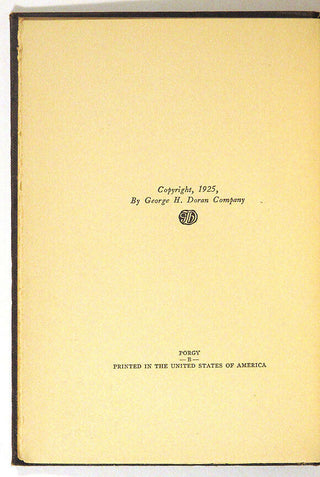 Heyward, DuBose. (1885–1940) [Illustrated by Theodore Nadejen (illustrator) ] "Porgy"  - Signed First Edition to the Peterborough Town Library