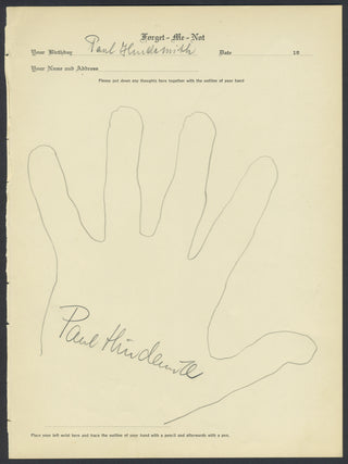 Hindemith, Paul. (1895–1963) Signed Hand Tracing