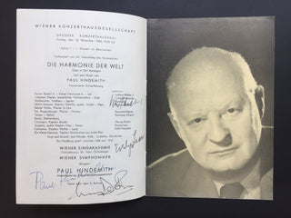 Hindemith, Paul. (1895–1963) & Lear, Evelyn. (1926–2012) & Dickie, Murray. (1924–1995) & Welter, Ludwig. (1917–1965) Signed Program