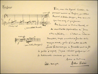 [Roussel, Honegger] Hoérée, Arthur. (1897 - 1986)  Interesting Signed Musical Quotations