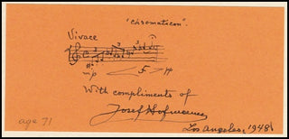 Hofmann, Josef. (1876-1957) Autograph Musical Quotation, "Chromaticon."