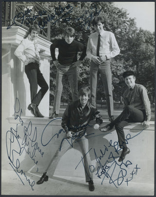 [The Hollies] Clarke, Allan. (b. 1942) & Hicks, Tony. (b. 1945) & Calvert, Bernie. (b. 1942) & Nash, Graham. (b. 1942) & Elliott, Bobby. (b. 1941) Signed Photograph