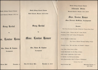 Homer, Louise. (1871-1947) Three Original Recital Programs