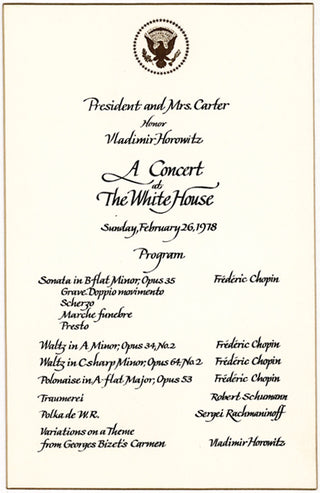 [Horowitz, Vladimir. (1903–1989) & Steinway, John H. (1917?–1989)] White House Invitation to Steinway for Horowitz's Golden Jubilee