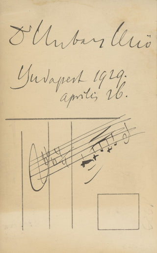 Hubay, Jeno. (1858 - 1937) "Le Luthier de Cremona" - Autograph Musical Quotation on a Photograph Postcard