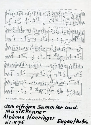 Huber, Eugen. (1909-2004) Autograph Musical Quotations