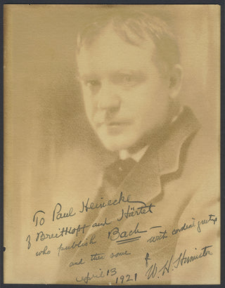 Humiston, William Henry. (1869-1923) Signed Photograph to the US Director of Breitkopf & Haertel