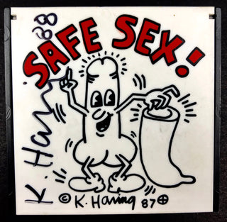 Haring, Keith. (1958–1990) Signed "Safe Sex" Condom Case