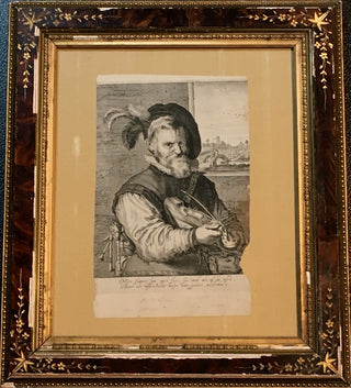 [Music Iconography] Matham, Adriaen. (1590-1660) The Old Fiddler ["Oude Vioolspeler"] - Original Engraving