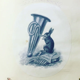 [Tuba] [Tatham, George?] Rabbit Playing the Tuba - Original Painting