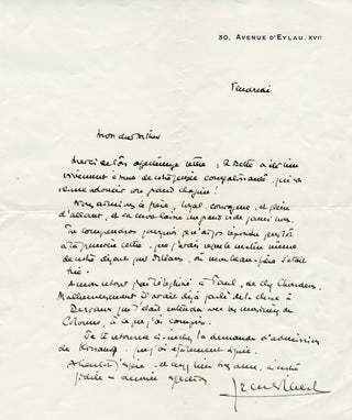 Ibert, Jacques. (1890–1962) Autograph letter signed