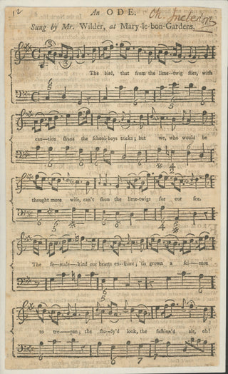 Incledon, Charles. (1763–1826) An ODE - Signed Music Sheet