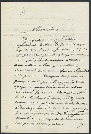 Ingres, Jean-Auguste-Dominique. (1780-1867) Autograph Letter about "The Turkish Bath"