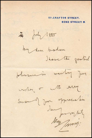 [Film & Theater] Irving, Henry. (1838-1905) [Stoker, Bram. (1847 - 1912)]  Autograph Letter