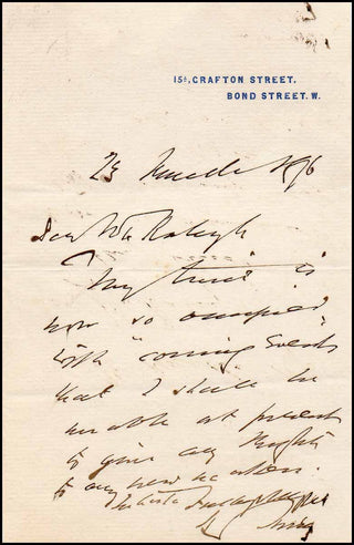 [Film & Theatre] Irving, Henry. (1838-1905) Autograph Letter