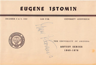 Istomin, Eugene. (1925–2003) Signed Recital Program